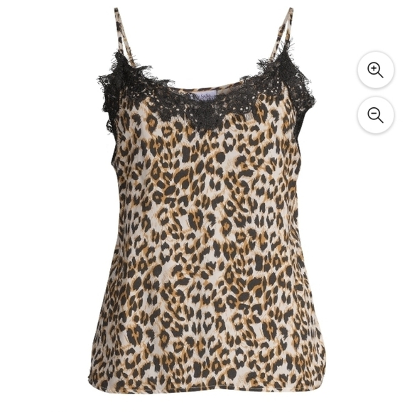 Love Sadie Walmart cami eyelash lace leopard print black beige brown adj strap M - Picture 2 of 11